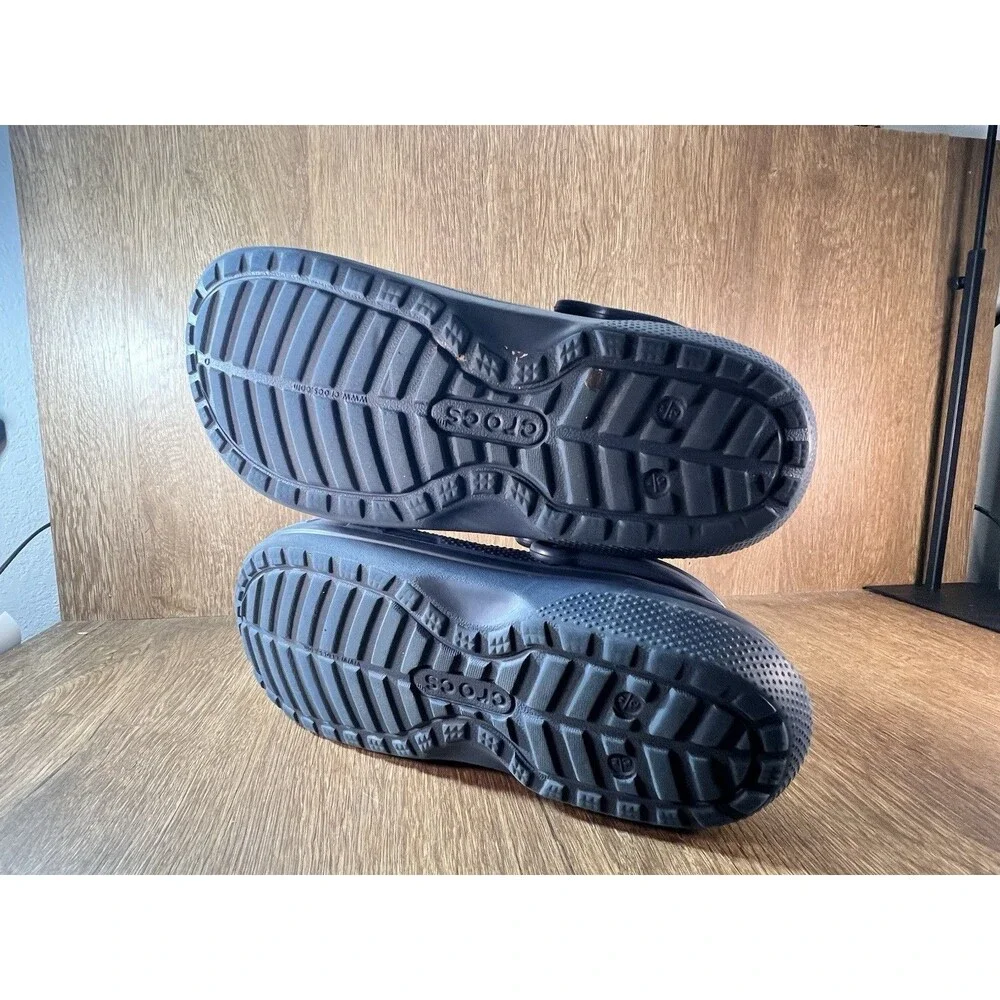 Crocs Dual Comfort Navy Faux Fur Lined Slip On Clogs Sandals Men 10 Woman 12